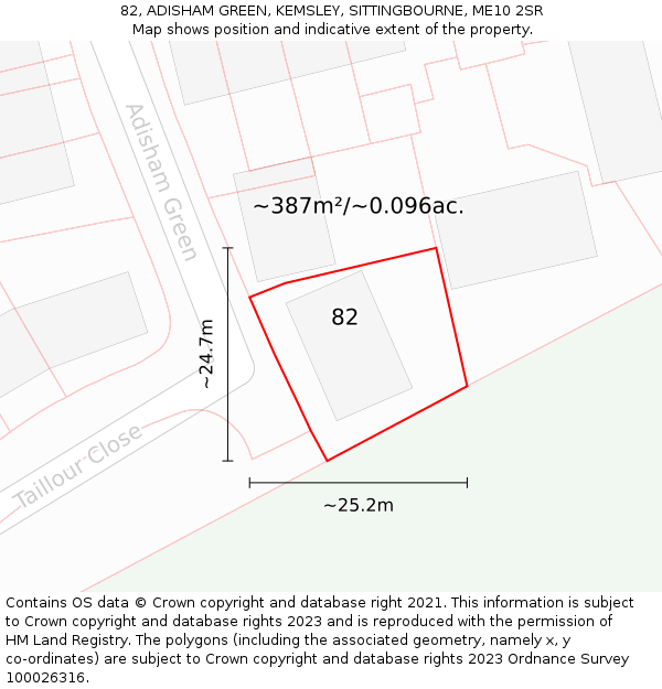 82, ADISHAM GREEN, KEMSLEY, SITTINGBOURNE, ME10 2SR: Plot and title map