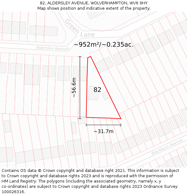 82, ALDERSLEY AVENUE, WOLVERHAMPTON, WV6 9HY: Plot and title map