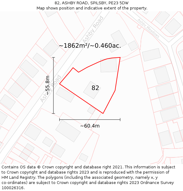 82, ASHBY ROAD, SPILSBY, PE23 5DW: Plot and title map