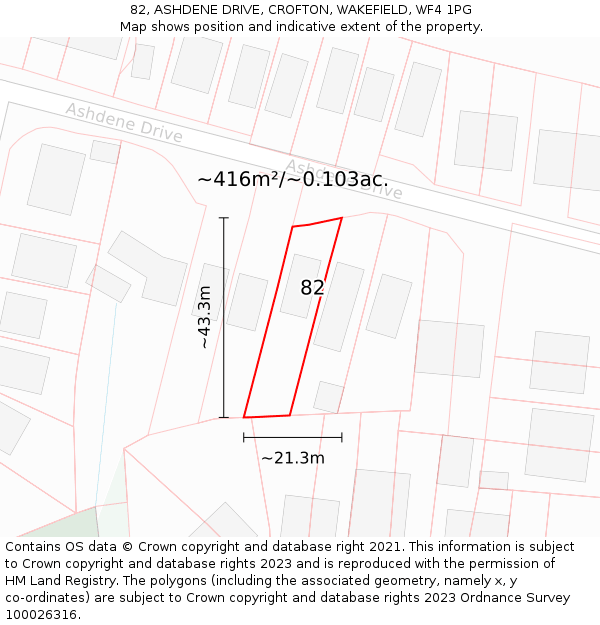 82, ASHDENE DRIVE, CROFTON, WAKEFIELD, WF4 1PG: Plot and title map