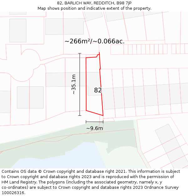 82, BARLICH WAY, REDDITCH, B98 7JP: Plot and title map