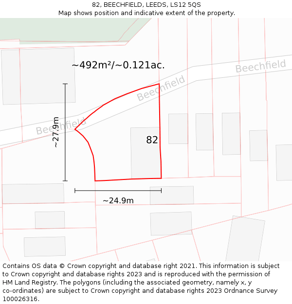 82, BEECHFIELD, LEEDS, LS12 5QS: Plot and title map