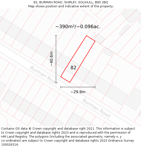 82, BURMAN ROAD, SHIRLEY, SOLIHULL, B90 2BQ: Plot and title map