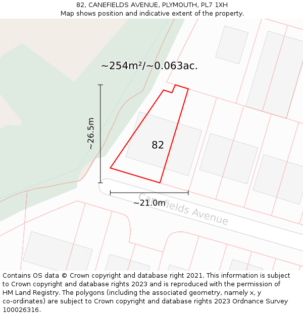 82, CANEFIELDS AVENUE, PLYMOUTH, PL7 1XH: Plot and title map