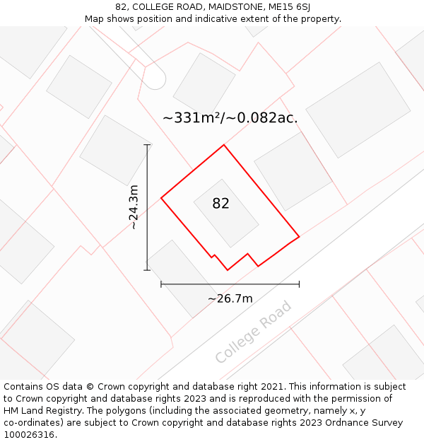 82, COLLEGE ROAD, MAIDSTONE, ME15 6SJ: Plot and title map