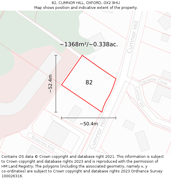 82, CUMNOR HILL, OXFORD, OX2 9HU: Plot and title map