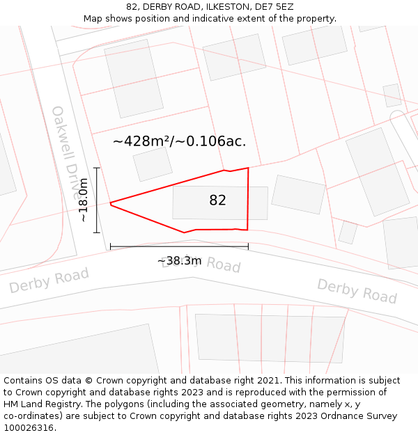 82, DERBY ROAD, ILKESTON, DE7 5EZ: Plot and title map