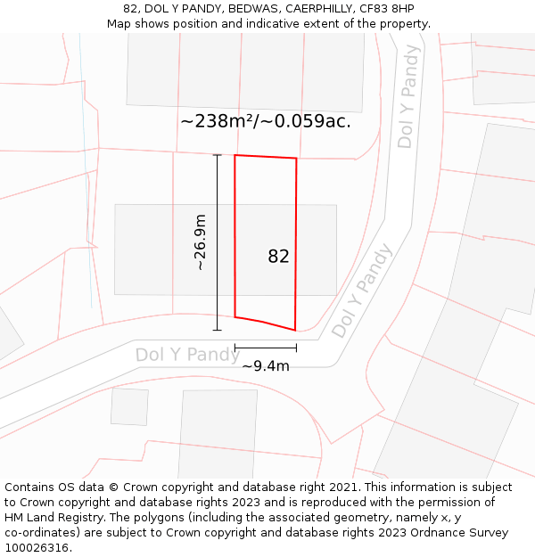 82, DOL Y PANDY, BEDWAS, CAERPHILLY, CF83 8HP: Plot and title map