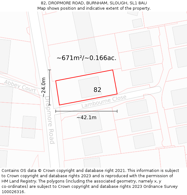 82, DROPMORE ROAD, BURNHAM, SLOUGH, SL1 8AU: Plot and title map