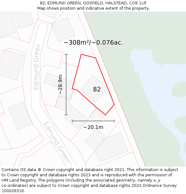 82, EDMUND GREEN, GOSFIELD, HALSTEAD, CO9 1UF: Plot and title map