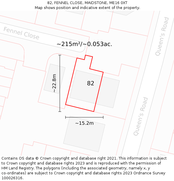 82, FENNEL CLOSE, MAIDSTONE, ME16 0XT: Plot and title map