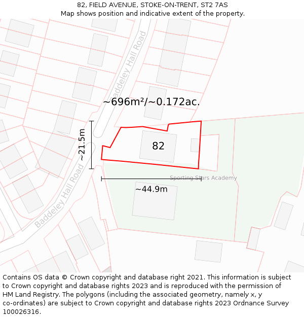 82, FIELD AVENUE, STOKE-ON-TRENT, ST2 7AS: Plot and title map