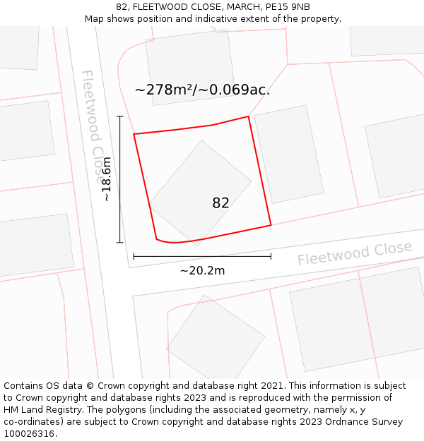 82, FLEETWOOD CLOSE, MARCH, PE15 9NB: Plot and title map