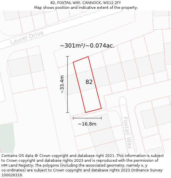 82, FOXTAIL WAY, CANNOCK, WS12 2FY: Plot and title map