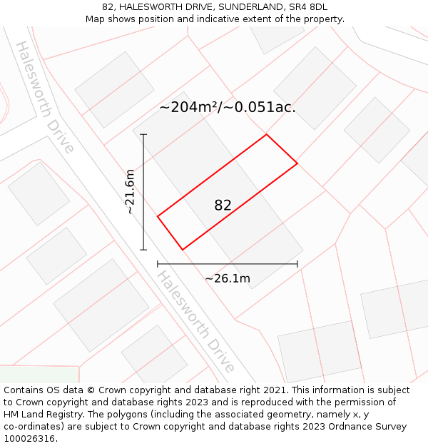 82, HALESWORTH DRIVE, SUNDERLAND, SR4 8DL: Plot and title map