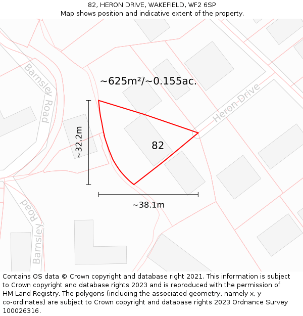 82, HERON DRIVE, WAKEFIELD, WF2 6SP: Plot and title map