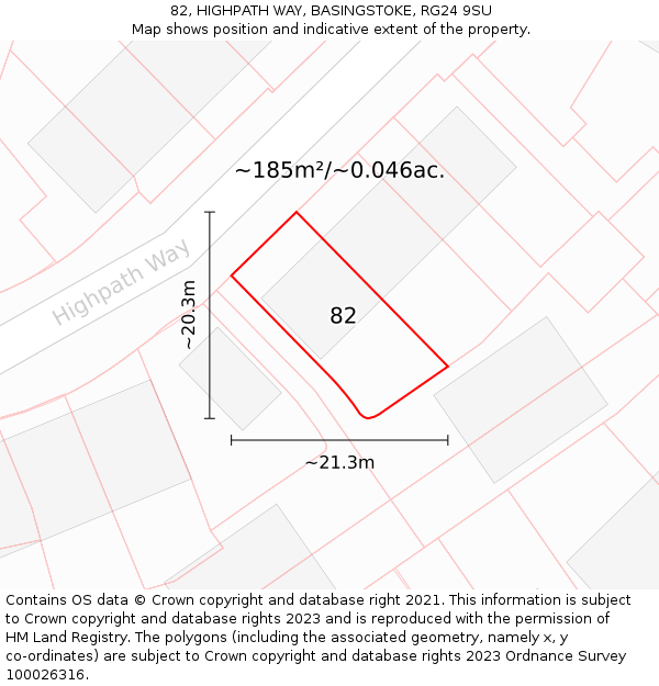 82, HIGHPATH WAY, BASINGSTOKE, RG24 9SU: Plot and title map