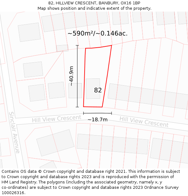 82, HILLVIEW CRESCENT, BANBURY, OX16 1BP: Plot and title map