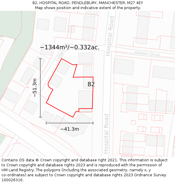 82, HOSPITAL ROAD, PENDLEBURY, MANCHESTER, M27 4EY: Plot and title map