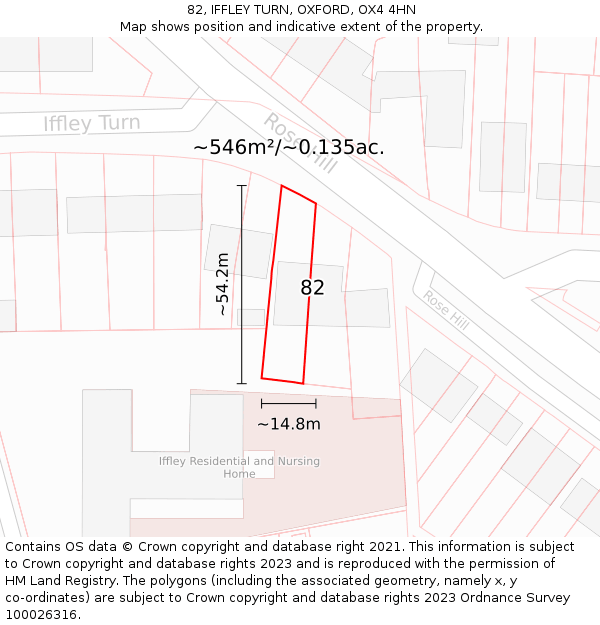 82, IFFLEY TURN, OXFORD, OX4 4HN: Plot and title map