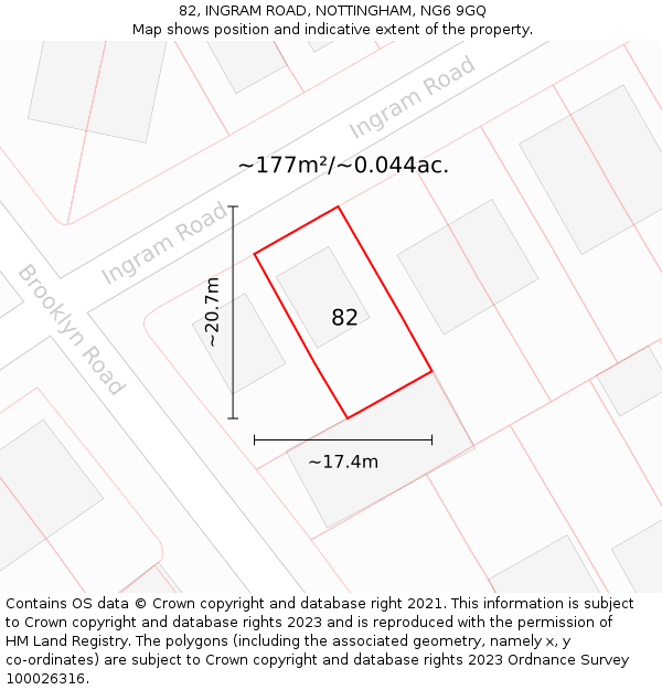 82, INGRAM ROAD, NOTTINGHAM, NG6 9GQ: Plot and title map