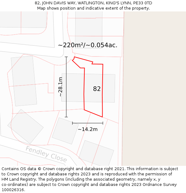 82, JOHN DAVIS WAY, WATLINGTON, KING'S LYNN, PE33 0TD: Plot and title map