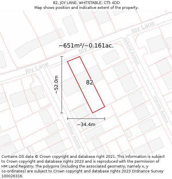 82, JOY LANE, WHITSTABLE, CT5 4DD: Plot and title map