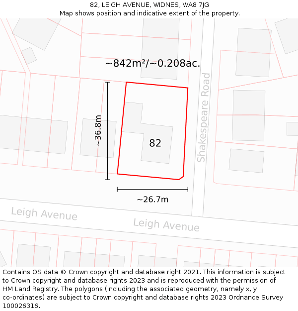 82, LEIGH AVENUE, WIDNES, WA8 7JG: Plot and title map