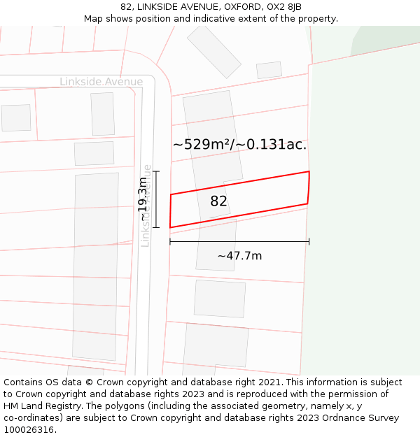 82, LINKSIDE AVENUE, OXFORD, OX2 8JB: Plot and title map