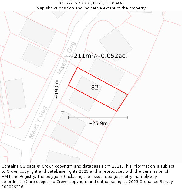 82, MAES Y GOG, RHYL, LL18 4QA: Plot and title map