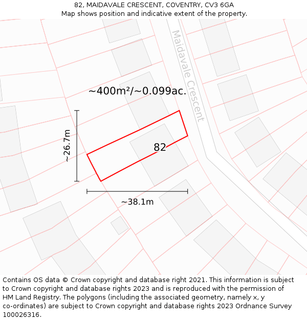 82, MAIDAVALE CRESCENT, COVENTRY, CV3 6GA: Plot and title map