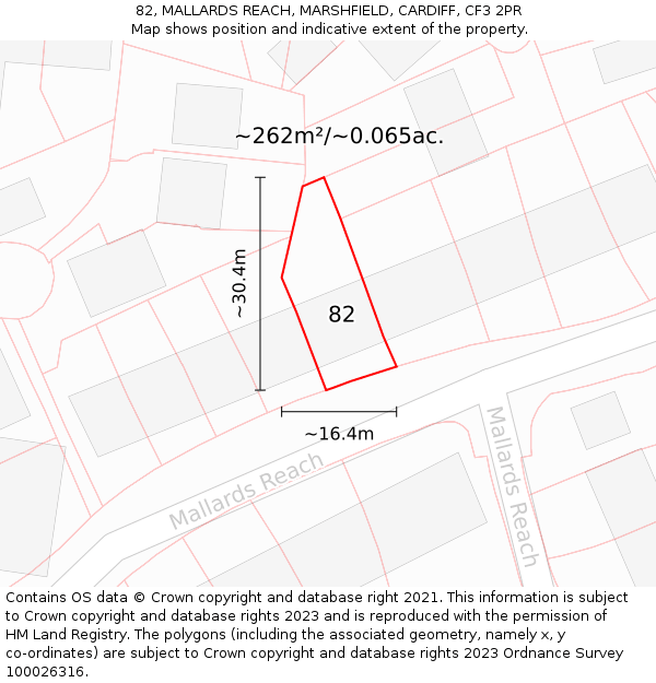 82, MALLARDS REACH, MARSHFIELD, CARDIFF, CF3 2PR: Plot and title map