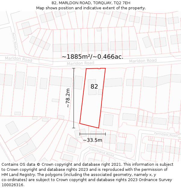 82, MARLDON ROAD, TORQUAY, TQ2 7EH: Plot and title map