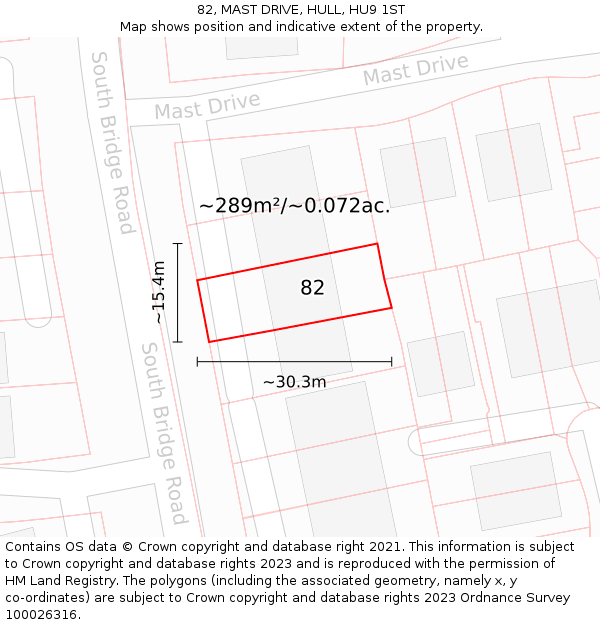 82, MAST DRIVE, HULL, HU9 1ST: Plot and title map