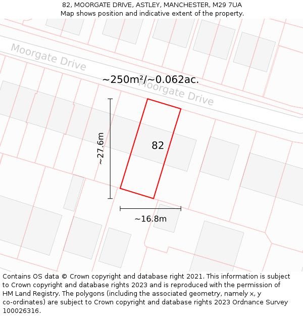 82, MOORGATE DRIVE, ASTLEY, MANCHESTER, M29 7UA: Plot and title map