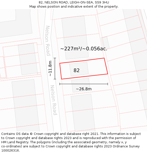 82, NELSON ROAD, LEIGH-ON-SEA, SS9 3HU: Plot and title map