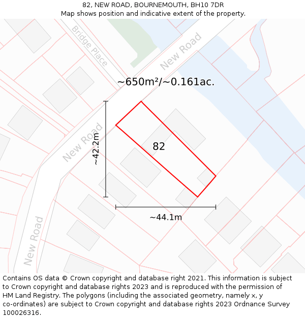 82, NEW ROAD, BOURNEMOUTH, BH10 7DR: Plot and title map