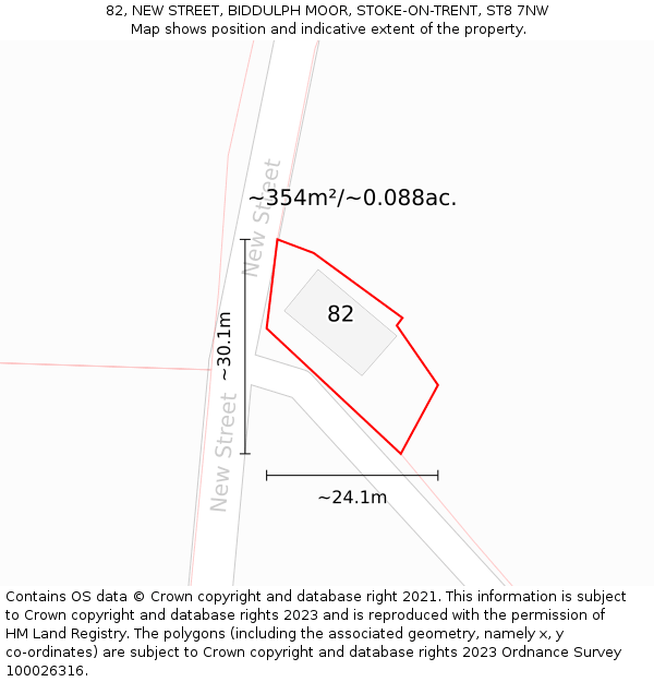 82, NEW STREET, BIDDULPH MOOR, STOKE-ON-TRENT, ST8 7NW: Plot and title map