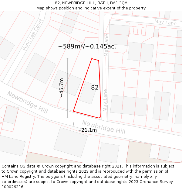 82, NEWBRIDGE HILL, BATH, BA1 3QA: Plot and title map