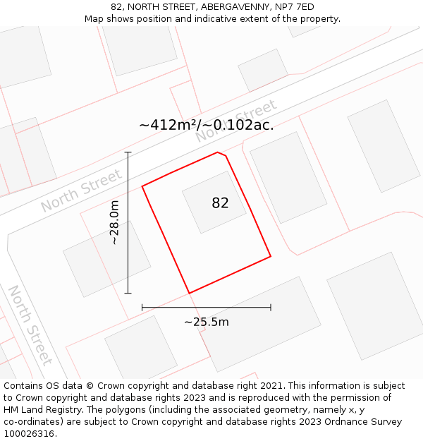 82, NORTH STREET, ABERGAVENNY, NP7 7ED: Plot and title map