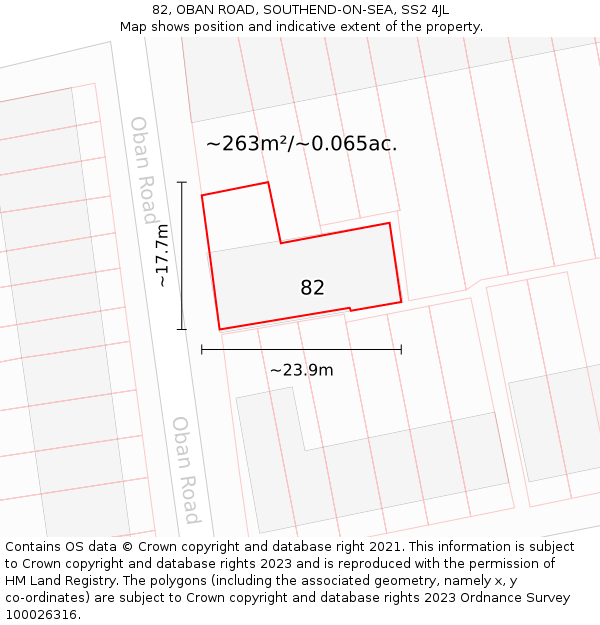 82, OBAN ROAD, SOUTHEND-ON-SEA, SS2 4JL: Plot and title map