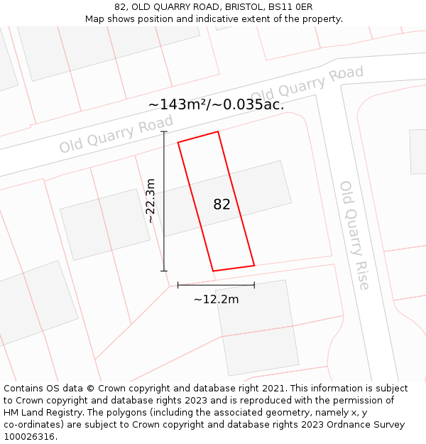 82, OLD QUARRY ROAD, BRISTOL, BS11 0ER: Plot and title map