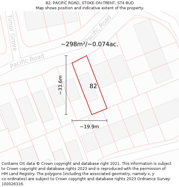 82, PACIFIC ROAD, STOKE-ON-TRENT, ST4 8UD: Plot and title map