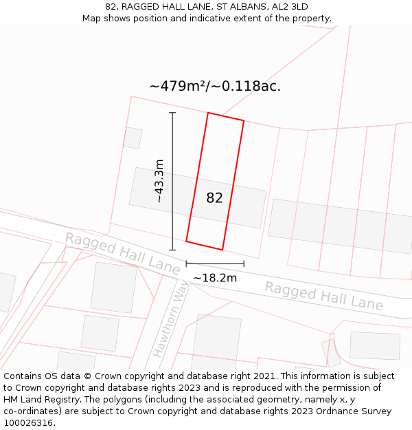 82, RAGGED HALL LANE, ST ALBANS, AL2 3LD: Plot and title map