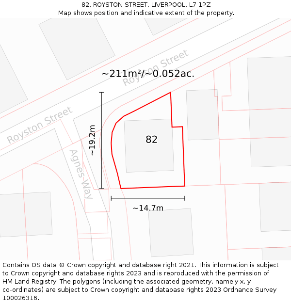 82, ROYSTON STREET, LIVERPOOL, L7 1PZ: Plot and title map