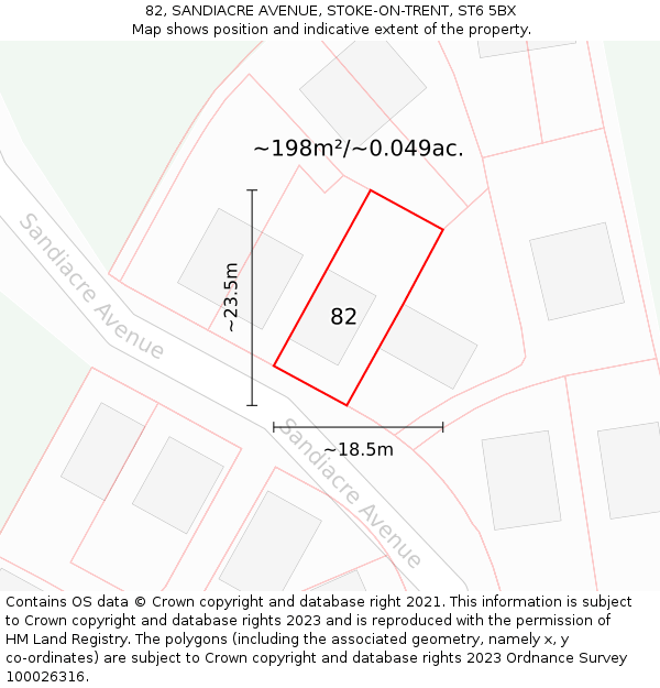 82, SANDIACRE AVENUE, STOKE-ON-TRENT, ST6 5BX: Plot and title map