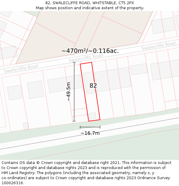 82, SWALECLIFFE ROAD, WHITSTABLE, CT5 2PX: Plot and title map