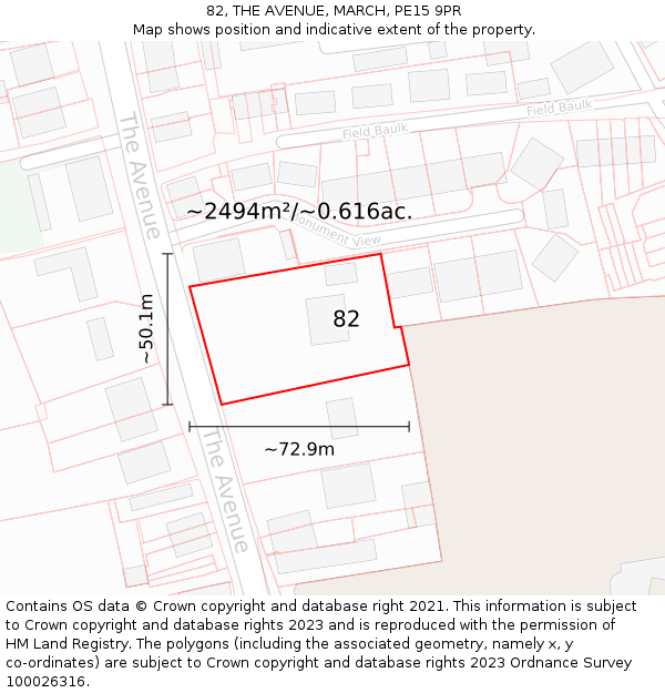 82, THE AVENUE, MARCH, PE15 9PR: Plot and title map