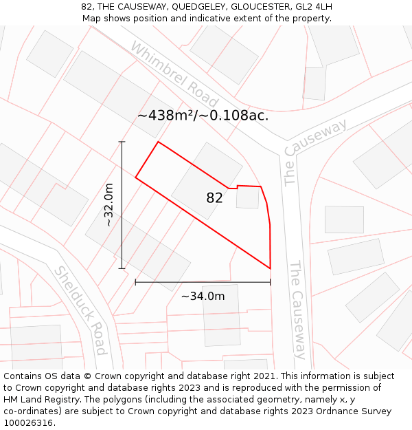 82, THE CAUSEWAY, QUEDGELEY, GLOUCESTER, GL2 4LH: Plot and title map