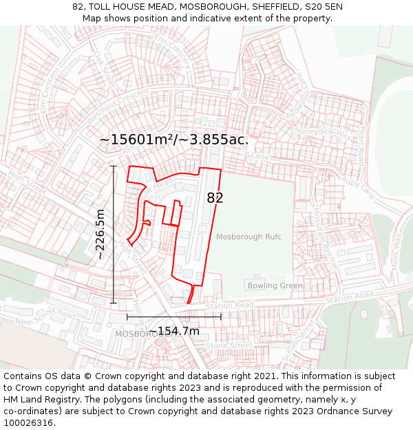 82, TOLL HOUSE MEAD, MOSBOROUGH, SHEFFIELD, S20 5EN: Plot and title map